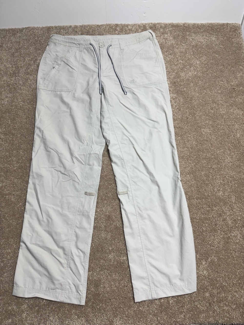 The North Face Men's Light Gray Cargo Pants with Drawstring Waist